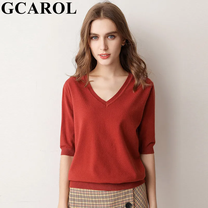 Женская трикотажная футболка GCAROL облегающая эластичная дышащая Базовая с