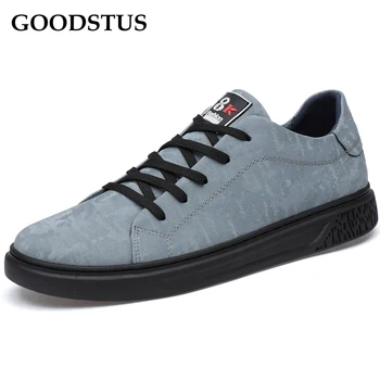 

GOODSTUS Men Genuine Leather Casual Shoes Breathable Platform Comfortable High Top Fashion Quality Male Outdoor Walking Shoes