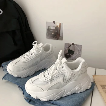 

New Spring and Autumn Color Matching Sneakers Women's Wild Black Running Shoes Students Increase Sneakers E14-52