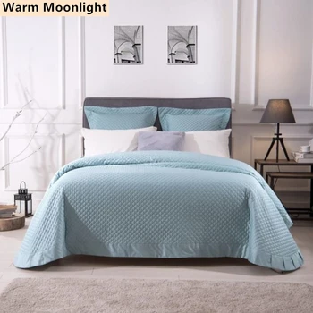 

1 Pc Satin Weave Bed Cover+2 Pcs Pillowcases Wedding Bedding Set Solid Color Bedspread Cotton Quilt Multiple Color Blanket/Sheet