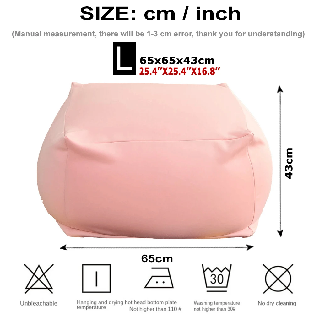 Big Square Bean Bag Chair Without Filling Comfy Ottoman Pouf Couch Adults Kids Lazy Sofa Beanbag Recliner Footstool