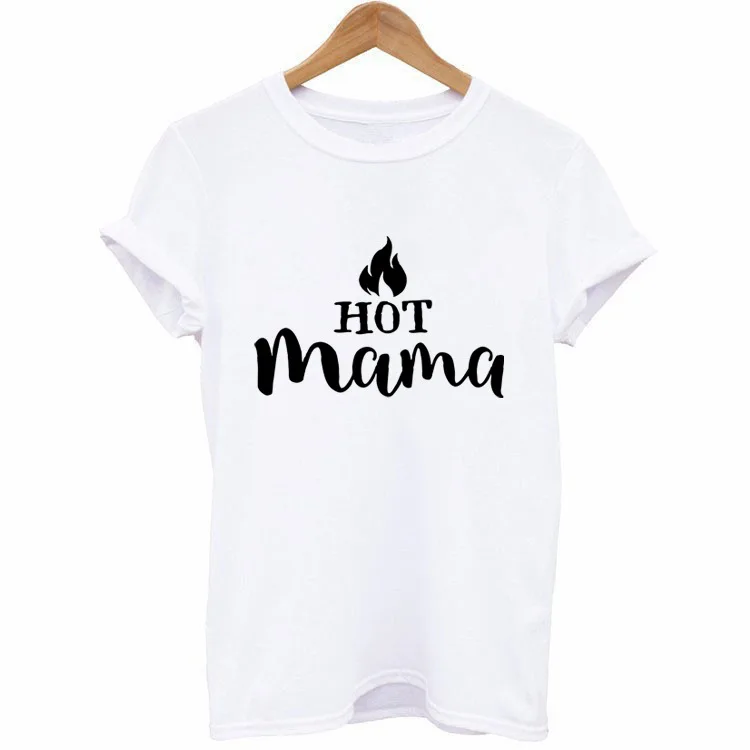 Summer Women's Clothing Round Neck Short-sleeved HOT MAMA Letter Printing Casual Simple Pullover T-shirt | Мать и ребенок