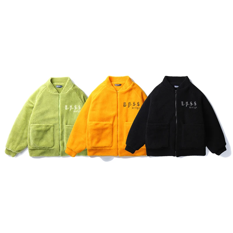 Шерпа мужская флисовая Толстая куртка парка осень зима Harajuku утепленная куртка пальто для женщин с шарфом Зеленый Оранжевый Черный