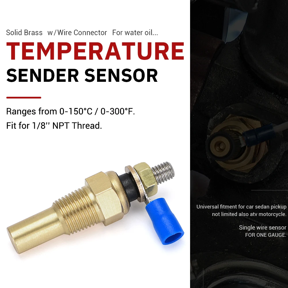 2 Pieces 12V 1/8 NPT Racing Car Oil Temp Sensor Water Temperature Sensor Water Temp Gauge