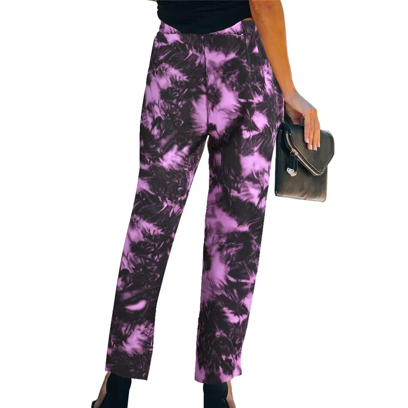 

Women's High Waist Wide Waist Tie Dye Palazzo Pants, Printed Jogger Yoga Pants Active Tights with Pockets Loungewear Running Leg
