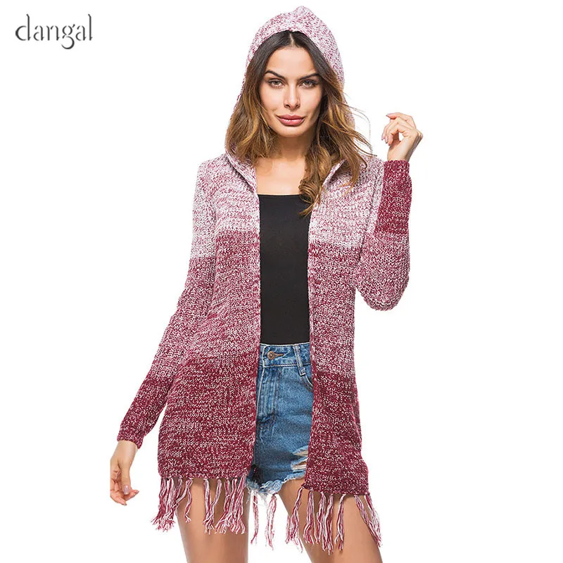 

Casual Patchwork Hooded Tassel Sweaters Striped Ulzzang Cardigan Women Autumn Cardigan Knitwear Warm Knitted Cardigan Female