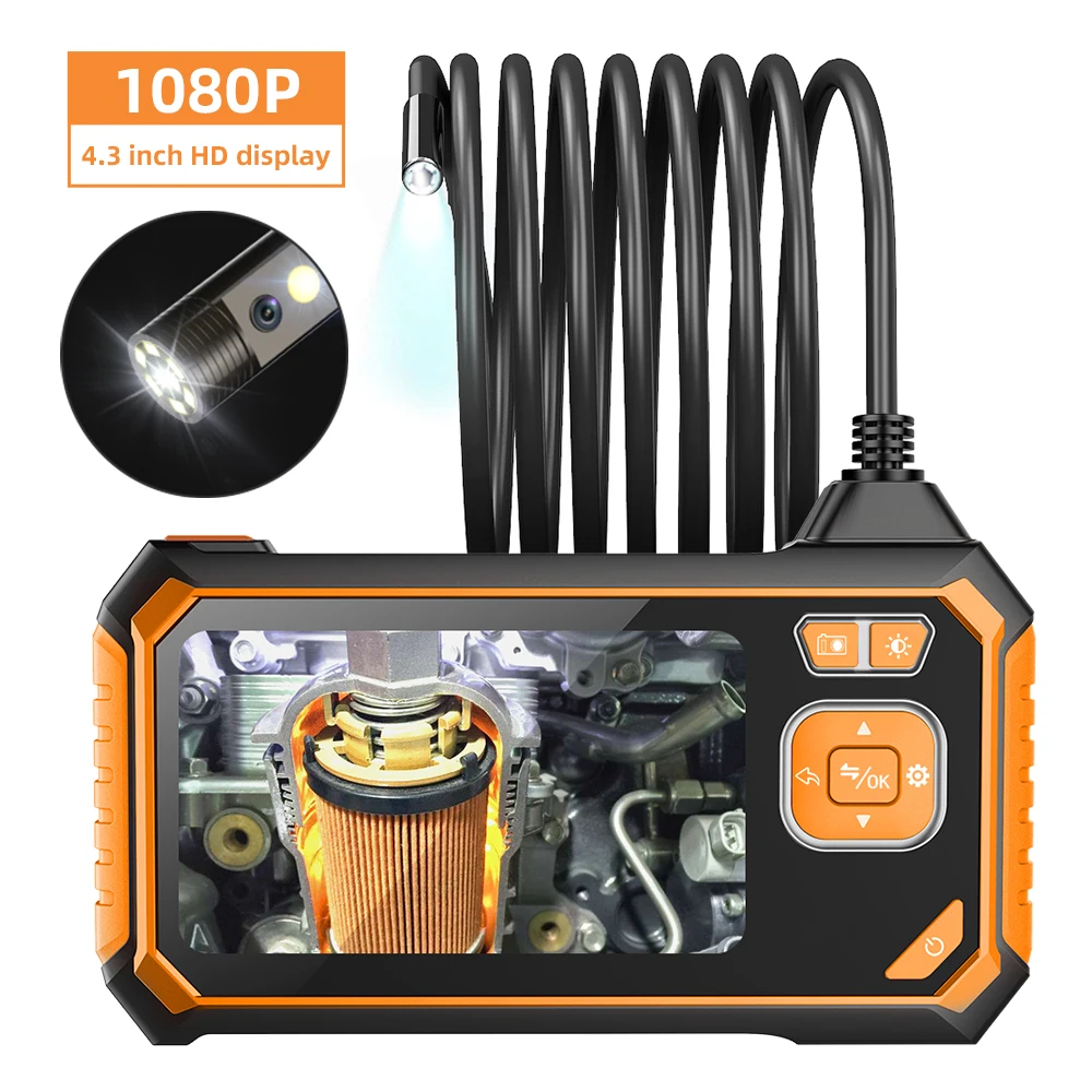 4.3 Inch 2MP 1080P Dual Lens  Handheld Endoscope Inspection CMOS Borescope Water-proof Digital Microscope Camera 2mp 1080p usb av microscope camera for pcb mobile phone repairing cmos borescope inspection handheld endoscope