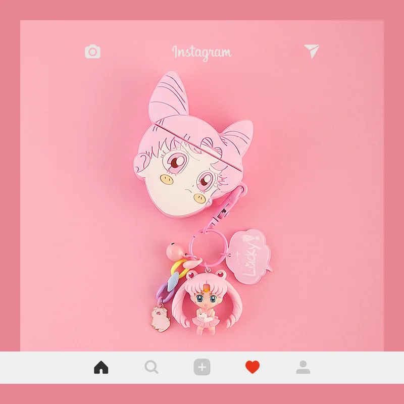 

Tsukino Usagi Sailor Moon Silcone Protection Airpods Bluetooth Wireless Earphone Case Figure Keychain Pendant Accessories Cover