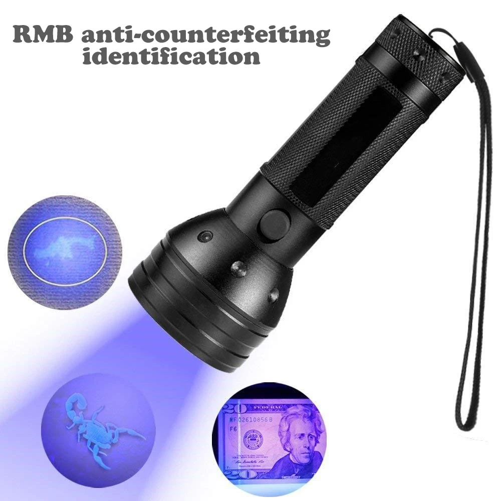 LED UV Black Light Flashlight Ultraviolet Torch lamp Mini Hunting Pet Urine Stains Detector Scorpion Function