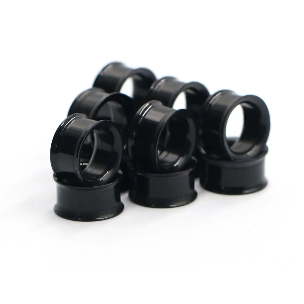 

Pair Black Acrylic Ear Tunnel Plug Simple Styles Ear Gauges Piercing Double Curved Saddle Expander Stretcher Body Jewelry