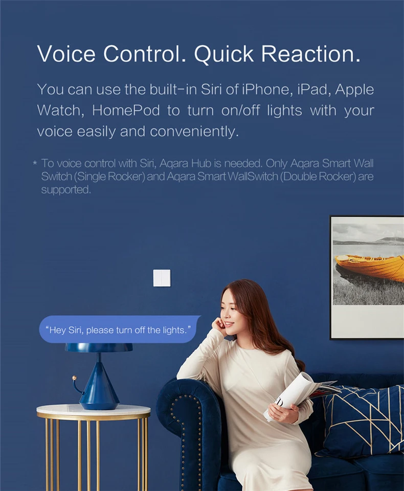 Blusea Interruptor de Pared Aqara Mando a Distancia inal/ámbrico Home Kit de Mi Home App 1 Timbre de Puerta Inteligente DoubleKey Interruptor de Control de luz WiFi 2,4 GHz