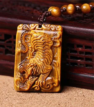 

Natural tiger eye stone pendant tiger brand pendant sweater chain tiger eye stone tiger pendant male zodiac tiger jade brand nec