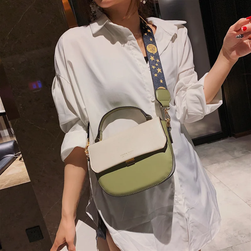 

The new 2019 girls saddle bag Joker wide shoulder strap shoulder bag messenger bag