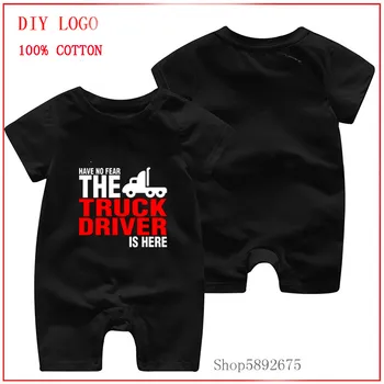 

Summer New Style Short Sleeve Baby Romper Cotton Newborn Body Suit Baby Pajama Boys Have No Fear The Truck Driver Is Here Romper