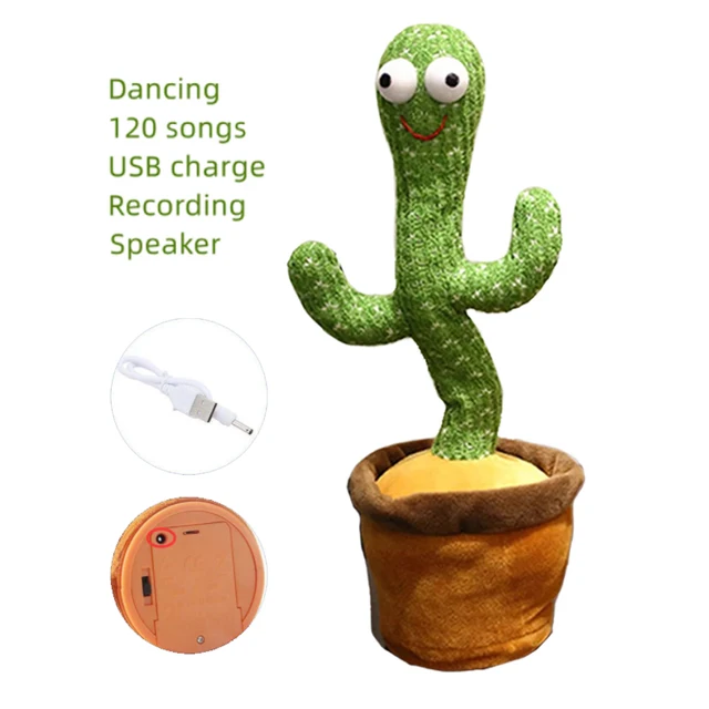2021 Dancing Cactus Toy Electronic Shake Dance With Song Light Recording Speaker Childhood Education Plush Toy Home Decor 2