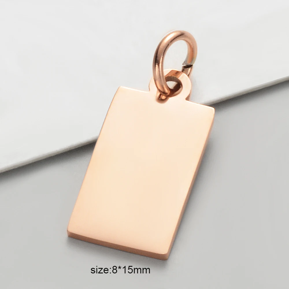 30pcs/Lot Stainless Steel Mirror Polish Rectangle Geometric Charms Pendants for DIY Jewelry Making Necklace Wholesale