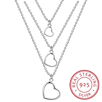 

Necklace Luxury Fashion Party 925 Silver Three Hearts Necklace Women Jewelry Party Christmas Gift Free Shipping Hot Sale