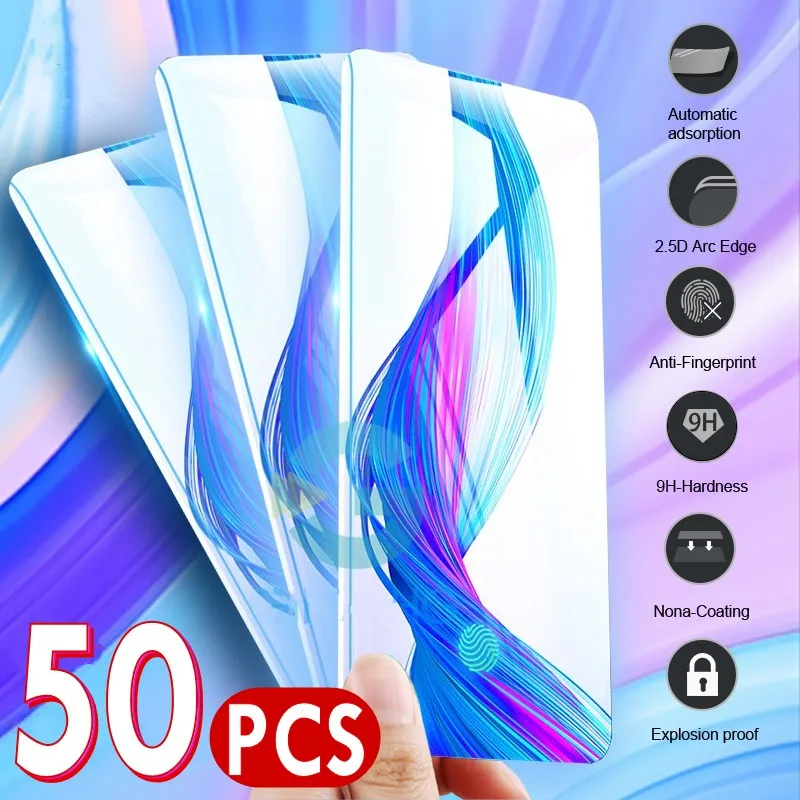 Закаленное стекло 50 шт./лот для Huawei Ascend Honor V30 P Smart 2020 2019 Mate 30 20 10 Pro Lite Защитная