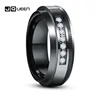 8mm Inlaid Zircon Lassa Middle Polished Black Tungsten Carbide Ring Men's Fashion Wedding Jewelry Best Gift 1