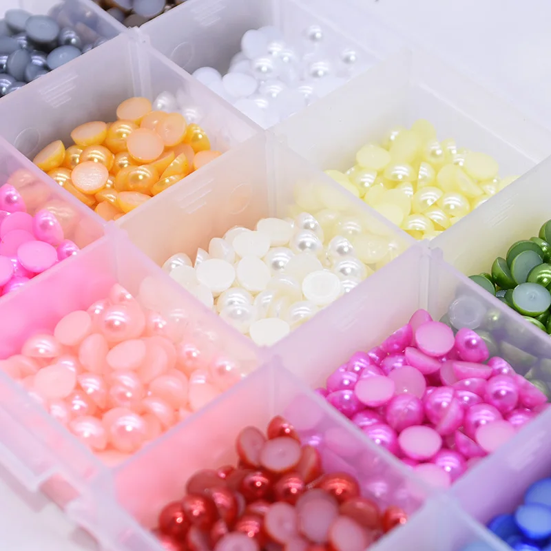 500/1000pcs 6mm Flatback Pearl Beads Half Round No Holes Fake Pearls for DIY Craft Scrapbooking Supplies Clothing Decorations