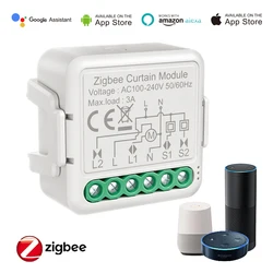 Module de commutateur de rideau Tuya Smart Life Zigbee, relais 1 2 Module, commande sans fil, Alexa Google Home, pour téléphone 