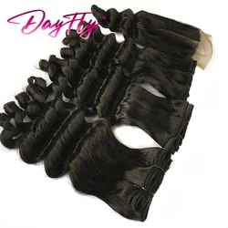 Deep Loose Bundles With Closure Brazilian Human Hair Curly Bundles With 4*4 Closure 3 Bundles Curly Hair Bundles With Closure