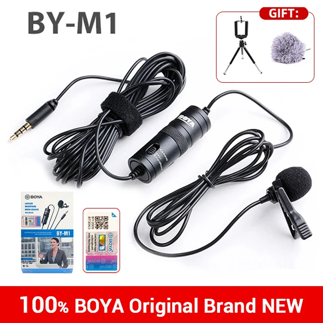 Boya BY-M1 M1 Microphone 3.5mm Audio Video Lavalier Lapel Mic Condenser Wired Mikrofo Microfone for Phone Laptop PC DSLR 