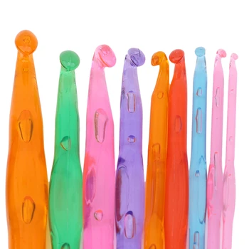 

9Pcs/set Acrylic Knitting Needles Handle Crochet Hook Knit Weave Yarn Crafts DIY Knitting Tools Sew Accessories