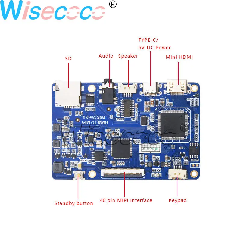 Wisecoco 7 дюймов 1920*1200 ips на тонкопленочных транзисторах на тонкоплёночных транзисторах ЖК-дисплей Дисплей USB мульти Сенсорный экран 40 штифтов MIPI Mini HDMI SD TYPE-C драйвер платы