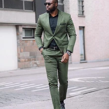 Модные Зеленые мужские костюмы охотника Slim Fit из двух частей мужские свадебные смокинги для мужчин формальный костюм выпускного вечера(куртка+ брюки