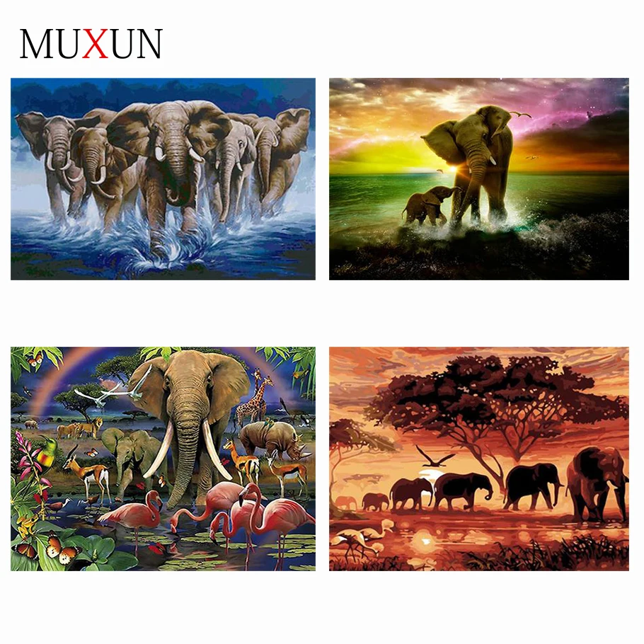 

Full Drill 5D Diamond Painting Animal Elephant New 3D Diamond Embroidery Scenery Cross Stitch Mosaic Home Decoration Gift Ep425