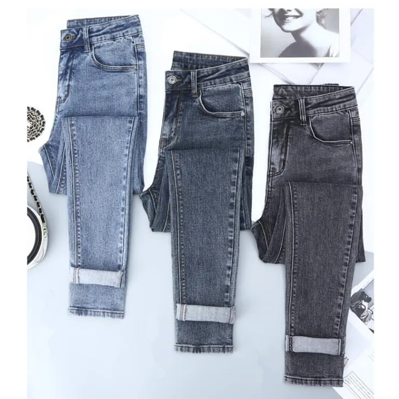

JUJULAND Women Push Up Jeans Skinny Button Zipper Plus size Clothing New Fashion Sexy Female Autumn Jeans Pencil Pants 8501