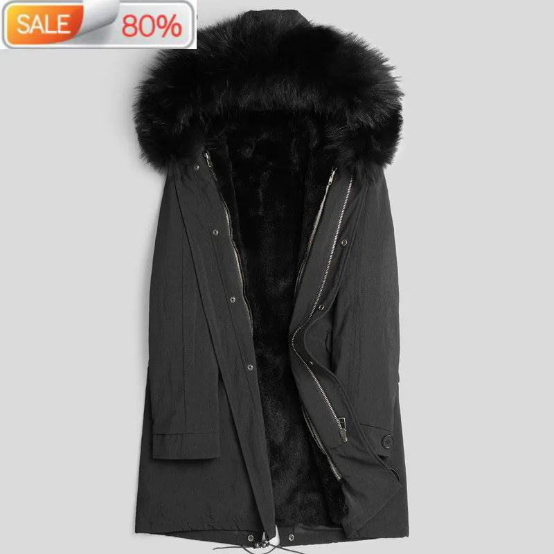 

2020 Parka Real Coat Rabbit Liner Winter Jacket Warm Parkas for Men Raccoon Dog Fur Collar P1A02651 B22440