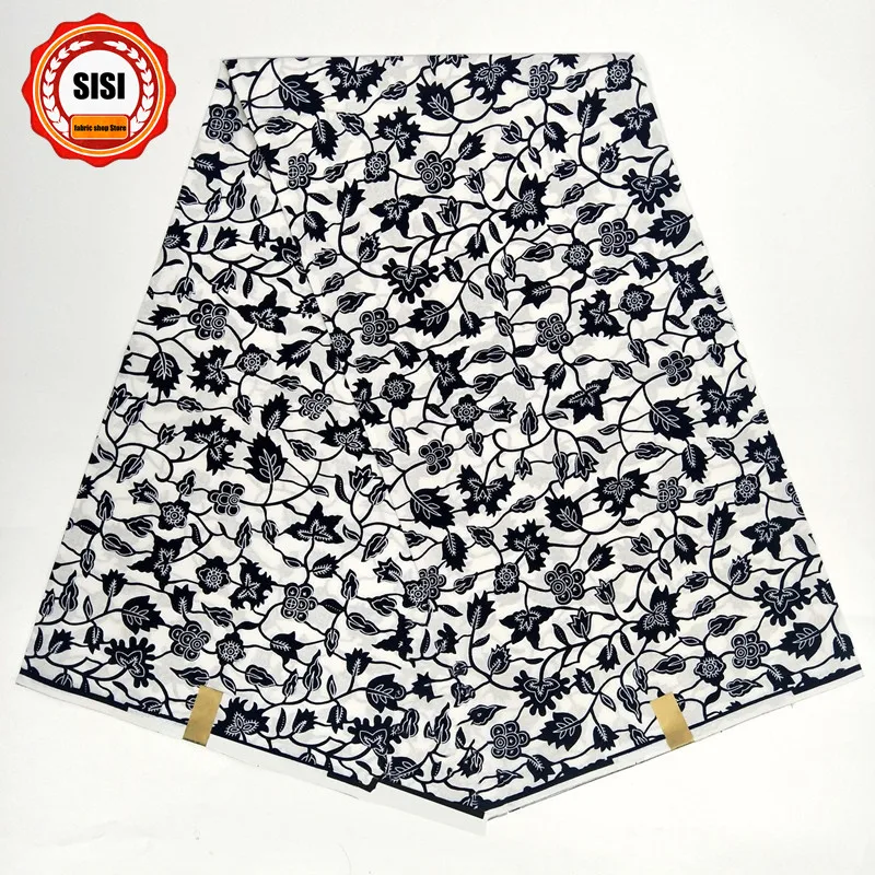 SISI Высококачественная белая серия африканская восковая печатная ткань хлопок Нигерия, Анкара Печатный воск для модное праздничное платье