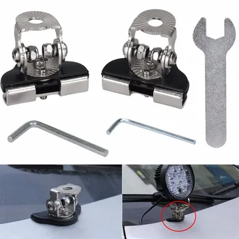 

2Pcs Universal Stainless Steel Car Auto Hood LED Work Light Bracket Car A Pillar Hood Mount Bracket Clamp Spotlight Bracket #Ger