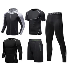 5 Piece Compression Sportswear Quick Drying Running Suit Clothing Sports Jogging Training Gym Fitness Tracksuit Running Suit