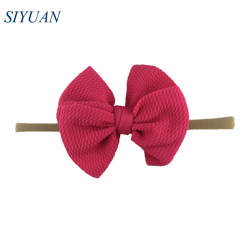 

30pcs/lot Chic Handmade Skin-friendly Headband Skinny Elastic Nylon Hairband with 4.5'' Seersucker Bow You Pick Color HB099