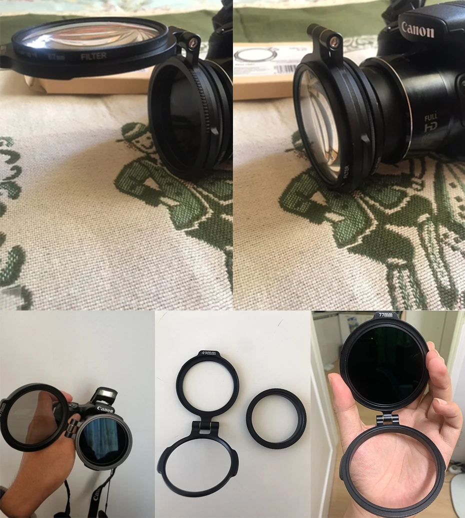 Tanie Filtr ND Quick Release pierścień DSLR akcesoria do kamery szybki przełącznik uchwyt do 49mm 58mm 67mm 72mm 77mm 82mm DSLR adapter obiektywu etui z klapką Filtr ND szybki przełącznik uchwyt obiektyw DSLR etui z klapką