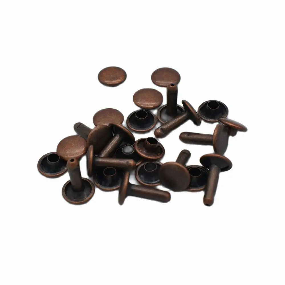 9mm Bronze Double Cap Rivets Studs for Leathercrafts Fastener Snaps