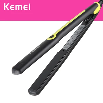 

Kemei 2 in 1 Portable Temperature Control Heating Straighter Hair Iron Multifunctional Ceramic Hair Straightener Curler Tool