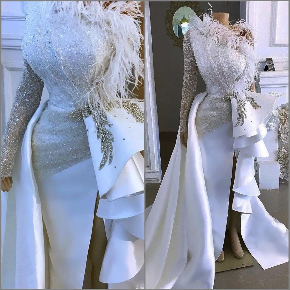 2020 арабское Aso Ebi блестящее Сексуальное Дешевое вечернее платье на одно плечо с