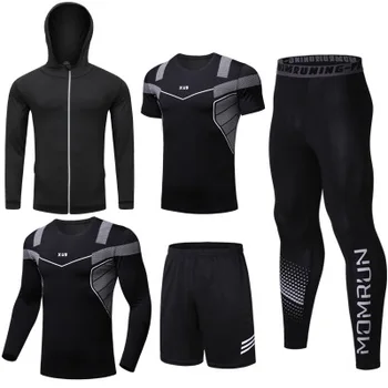 

Men 5 PCS Sportswear Compression Sports Suits Quick Dry Running Sets Clothing Sports Joggers Training Gym Fitness Tracksuits
