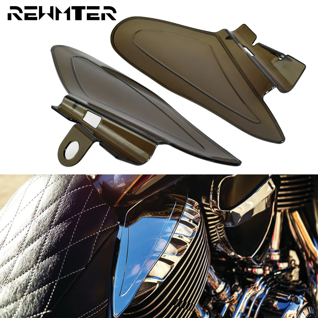Motorcycle Reflective Saddle Heat Shields Deflectors Smoke For Indian