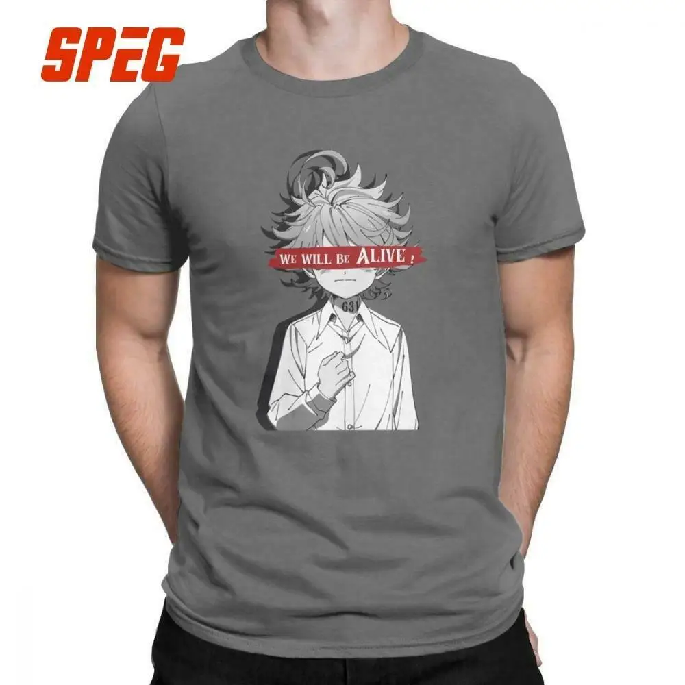 

Men T-Shirts We Will Be Alive The Promised Neverland Vintage Cotton Tee Shirt Sh