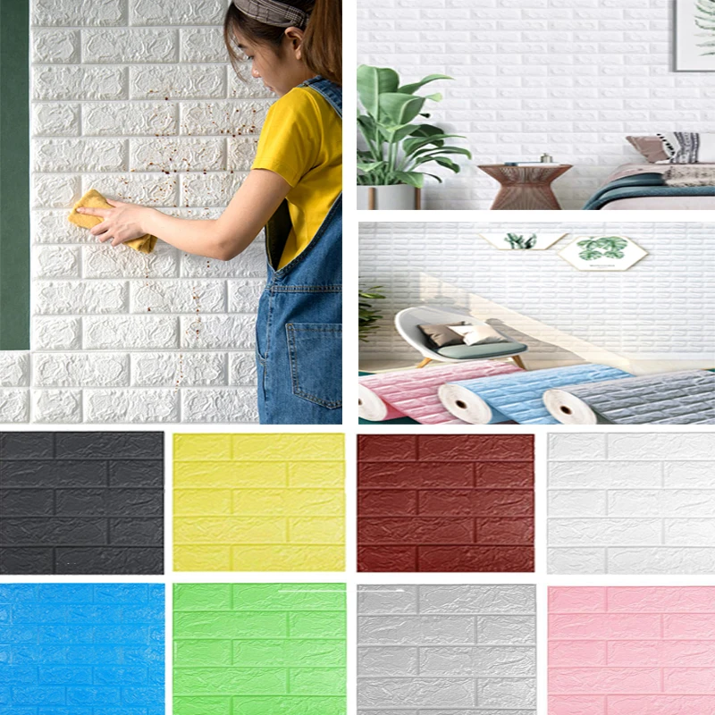3D Wall Sticker Imitation Brick Bedroom Waterproof Self-adhesive DIY Wallpaper For Living Room TV Backdrop Wallpapers Home Decor