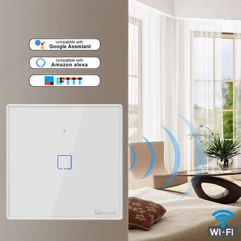 

SONOFF TX T2 UK/EU/US Wifi Smart Switch Touch Screen Remote ON/OFF 1/2 Gang 433Mhz RF/Voice/APP/Touch Control 86 Type Smart Home