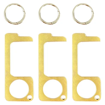 

6Pcs Hand Door Opener Brass Portable Press Elevator Tool Door Handle Key for Home Safety Protect Tool