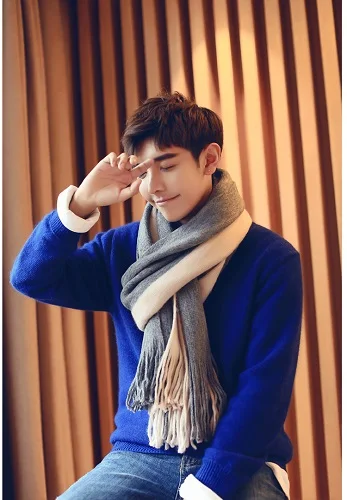 thumbnail image 1 of Bufanda de diseñador de invierno para hombre, bufanda de algodón con retazos, chal de marca para hombre, bufandas de cachemira de punto, chales y bufandas pashmina con T, 1 of 5