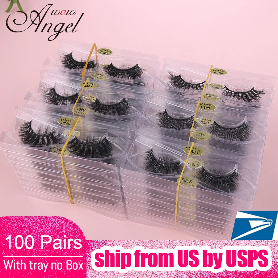 WOWANGEL New 100 Pairs Wholesale Natural False Eyelashes Long 3d Mink Lashes Makeup Eyelash Extension Silk Mink Eyelashes WOWANGEL New 100 Pairs Wholesale Natural False Eyelashes Long 3d Mink Lashes Makeup Eyelash Extension Silk Mink Eyelashes
