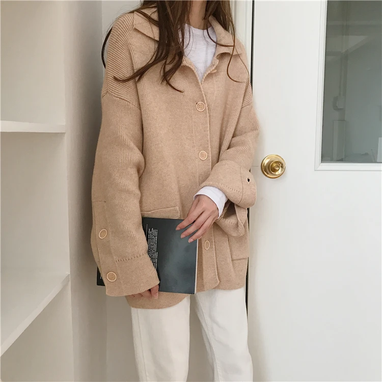 Ulzzang, студенческий стиль, шикарный некрупный Кардиган для девочек, вязаный свитер, женские свитера, Kawaii, Женская Корейская одежда Harajuku, женская одежда
